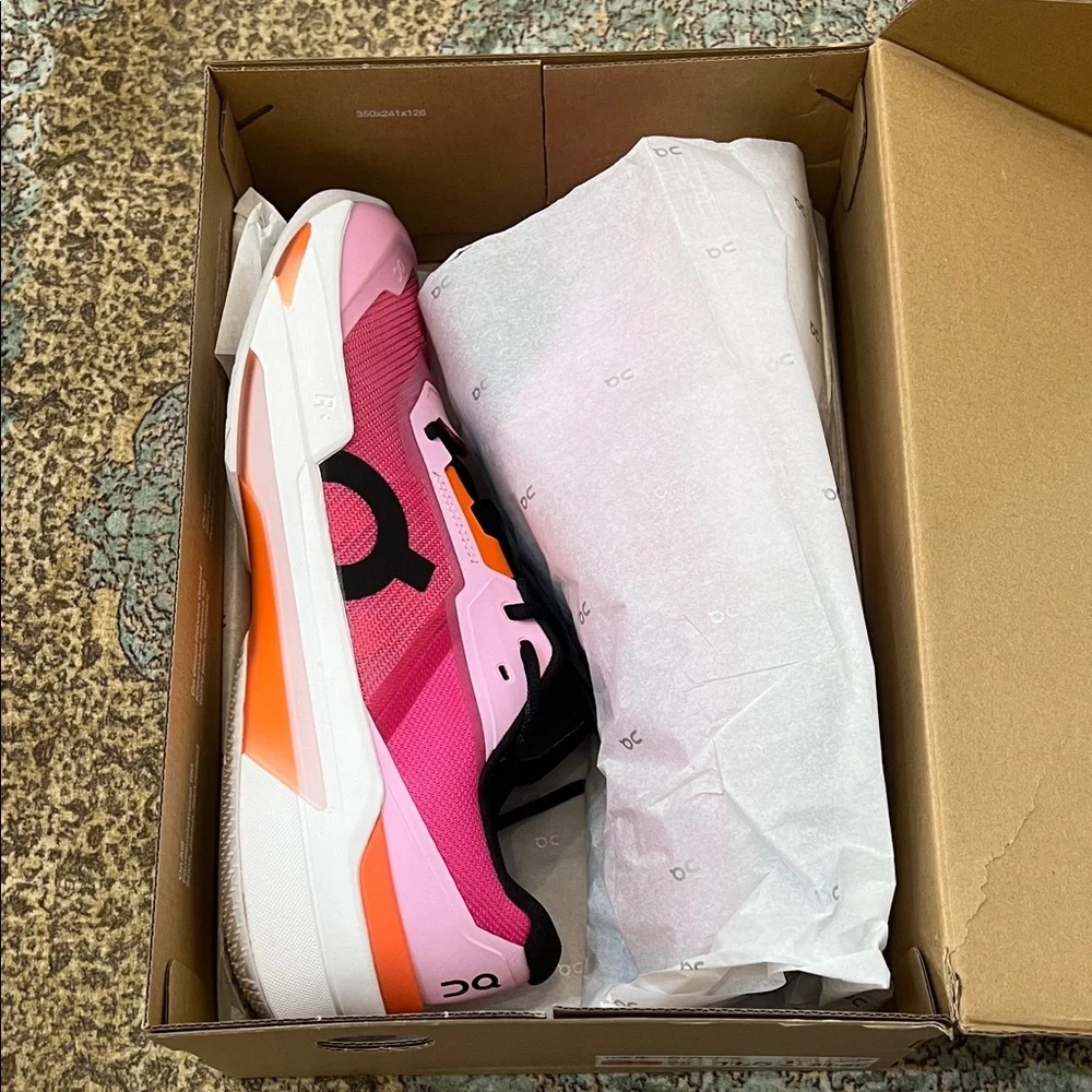 On Running Men's Pink Orange Black Lightweight Sneakers